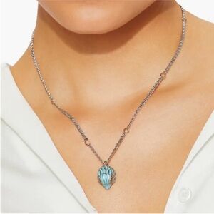 Kurt Geiger blue and silver enamel eagle pendant necklace NWT with pouch